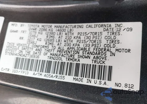 2010 Toyota Tacoma z USA, uszkodzony, nr VIN 5TENX4CN0AZ716916